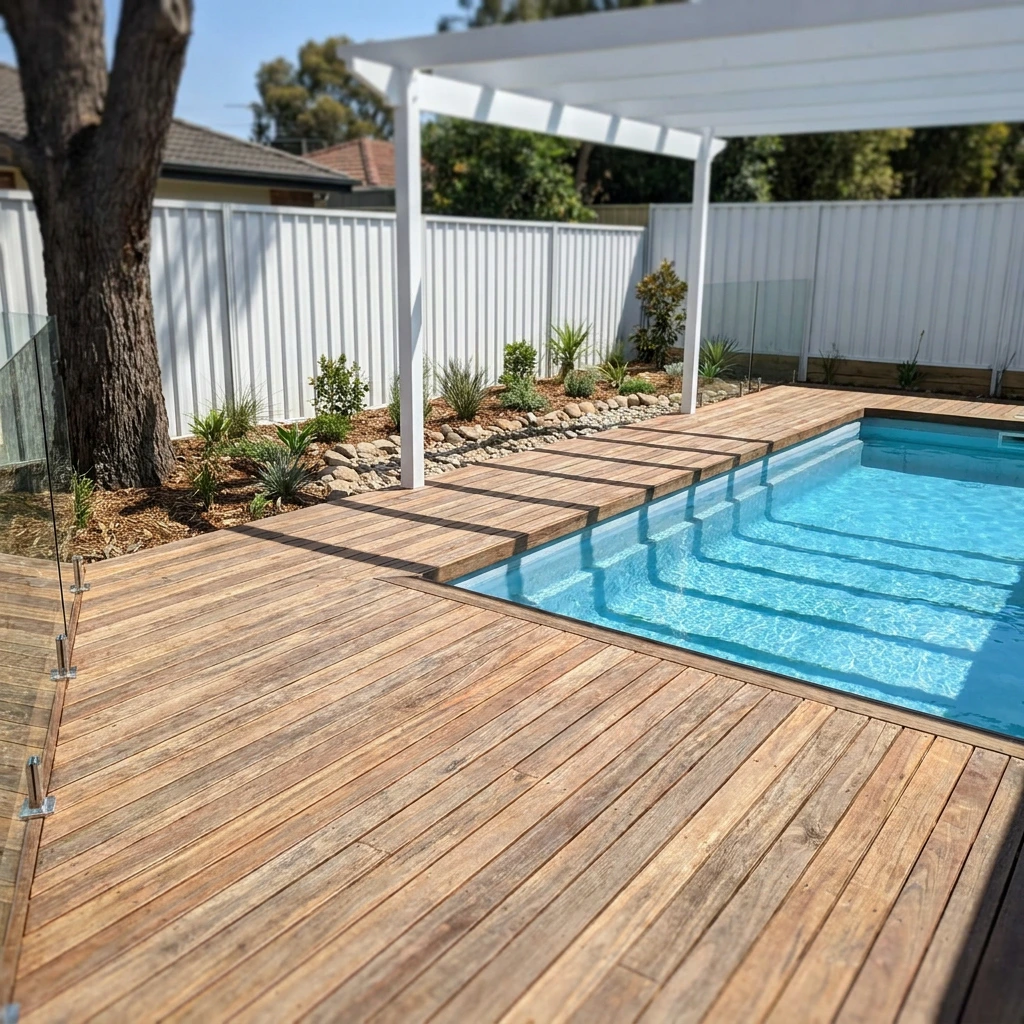 Timber deck and outdoor living area built by BCM Builders in Buderim on the Sunshine Coast