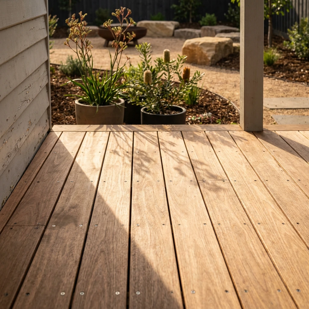 Deck substructure of bearers and joists set for drainage and airflow by BCM Builders